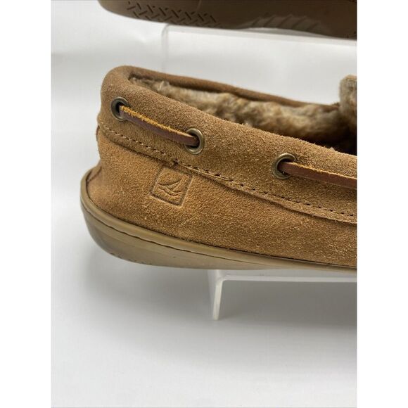 Sperry Trapper Slippers Mens Size 12M Brown Leather Moccasin Shoes Slip On 3037 - Picture 4 of 14